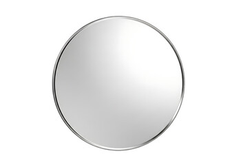 Round decorative wall mirror with a metallic frame.