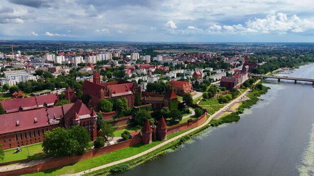 malbork castle fortress ancient ancient view from drone malbork poland
