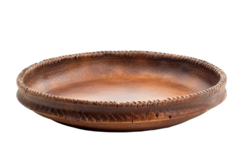 Rustic handcrafted ceramic plate with intricate texture from local artisan market in autumn sunlight