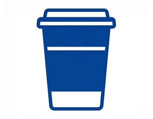 Disposable coffee cup icon on a blue background