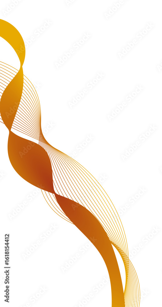 Poster vertical abstract background with orange wavy lines and solid on empty space