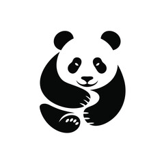 Vector illustration of a cute panda bear sitting with a friendly expression and rounded features