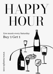 Fototapeta na wymiar Happy hour poster template