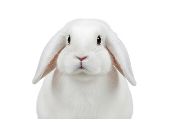 Close-up of a fluffy white rabbit.