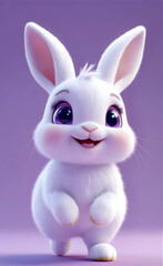 Fototapeta premium Kawaii Bunny Illustration: Soft Fur, Big Eyes, Happy Smile
