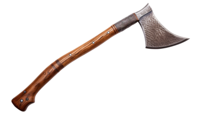 A sharp iron axe with a sturdy wooden handle in realistic vector style representing tool or weapon isolated on white background