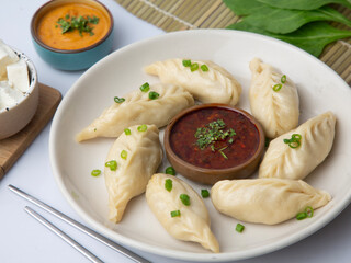 Steamed momo plated pic for restaurant menu, 