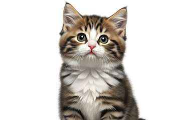 Obraz premium Close-up of a fluffy kitten with striking markings.