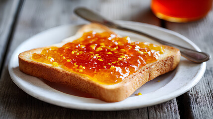 bread dish with honey jam on a plate