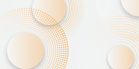 Abstract white background with blue circle rings. Spiral sound wave rhythm line and dots dynamic abstract background. Geometric website landing page or banner template modern style vector illustration
