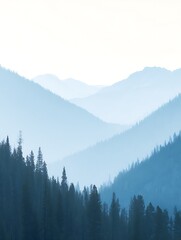 Misty mountain landscape blue serene nature