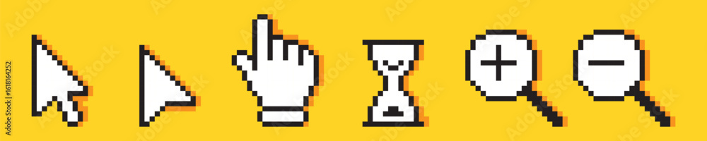 Fototapete set of pixel computer cursors pointers, 8-bit computer mouse