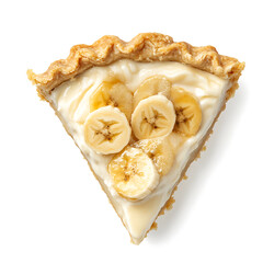 Slice of Banana Cream Pie with Fresh Slices of Banana on Top