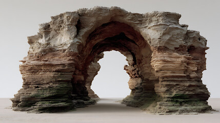 Coffee day a natural rock arch formation with layered textures on a sandy surface