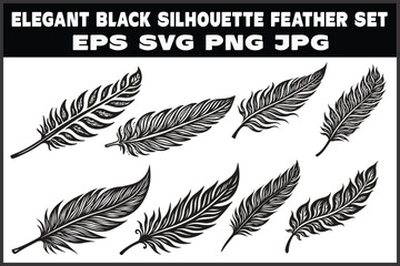 Elegant Feather Silhouette SVG Bundle

