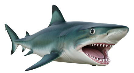 Isolated Great White Shark with Open Mouth