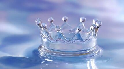 Sparkling Glass Crown Reflecting Light on Calm Water Surface