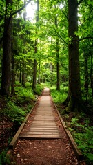 Obraz premium Wooded path through lush forest