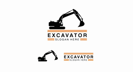 Excavator Silhouette Logo Design with Bold Typography and Clean Lines.