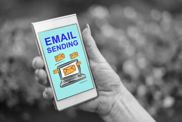 Email sending concept on a smartphone