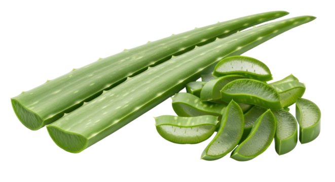 Isolated Aloe Vera Leaves and Slices