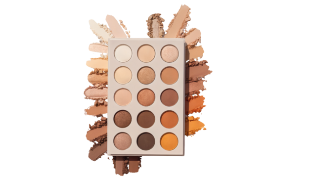 Stunning makeup palette with warm earth tones and shimmering shades, perfect for versatile looks