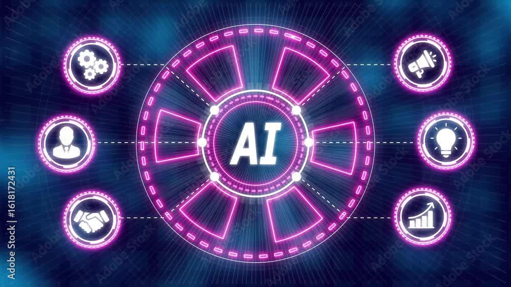 Poster ai learning and artificial intelligence concept. business, modern technology, internet and networkin