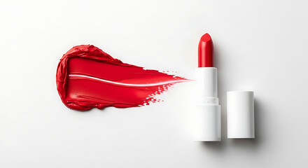 Red lipstick and smear isolated on white background