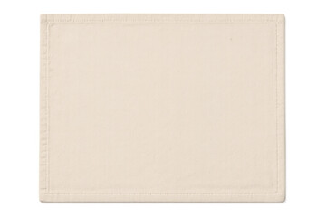 Rectangular beige place mat with visible stitches on transparent background, perfect for showcasing your designs