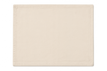 Rectangular beige place mat with visible stitches on transparent background, perfect for showcasing your designs