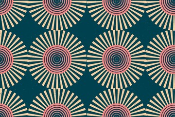 Geometric pattern blue background, abstract retro style