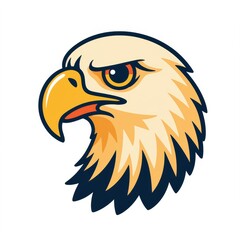 Fototapeta premium Eagle head illustration in bold colors with fierce expression 