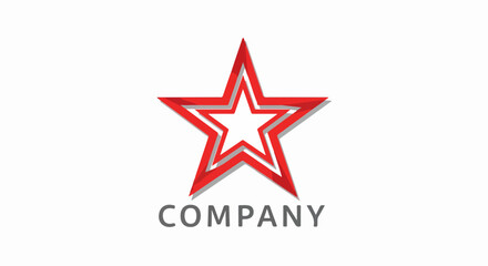 Geometric red star logo with a layered 3D effect grey shadow and company text.