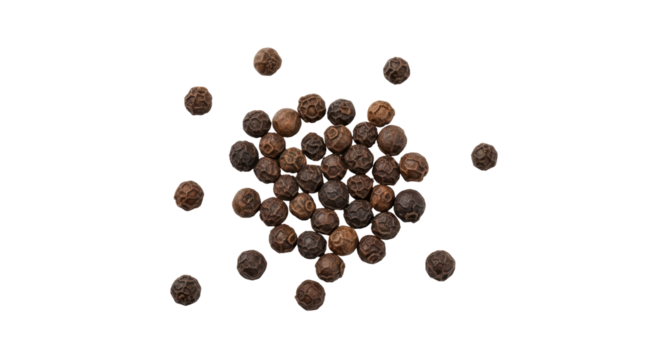 Isolated Black Peppercorns