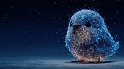 Magical sparkling bluebird fantasy realm digital art night sky close-up whimsical imagery for creative inspiration