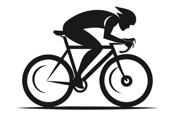 Naklejka premium Cyclist Silhouette Illustration of a Racer on a Road Bike with Helmet