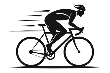 Fototapeta premium Cyclist Speeding on Road Bike Silhouette Icon with Motion Trails for Sports