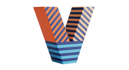 Isolated Striped Letter V