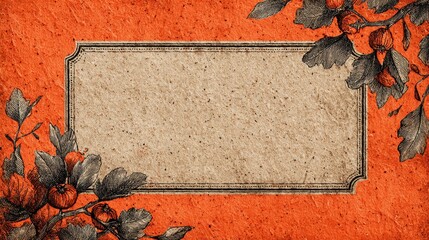 Vintage floral background pattern rustic design graphic art textured orange close-up aesthetic appeal