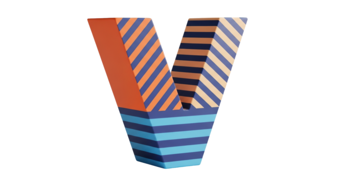 Isolated Striped Letter V