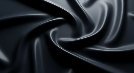 Fototapeta premium Abstract swirl of black silk fabric creates a luxurious background texture