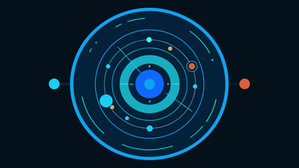 orbital hud display spinning blue dots radar