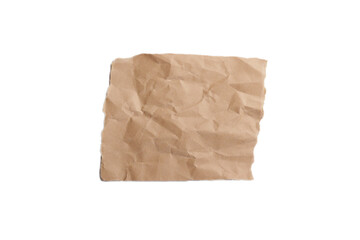 Piece of crumpled brown packing paper isolated on white background