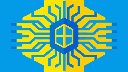 yellow blue contrast circuitry symmetrical