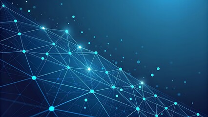 Abstract blue network background with glowing nodes and connecting lines