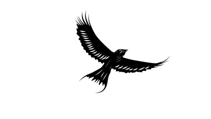 Lilac-breasted Roller bird, black isolated silhouette