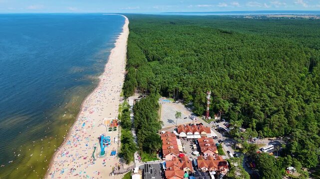 Baltic Sea coast beach vacation drone view stegna poland