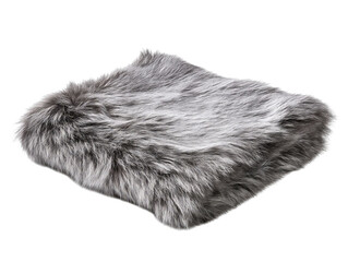 PNG Of Luxurious soft gray faux fur blanket, perfect for adding warmth and elegance to any living space.