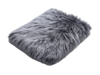 PNG Of A plush, soft gray faux fur blanket adds a cozy touch to any space.