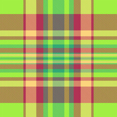 Pastel pattern fabric check, illustration plaid seamless texture. Wool textile background tartan vector in green and red colors.